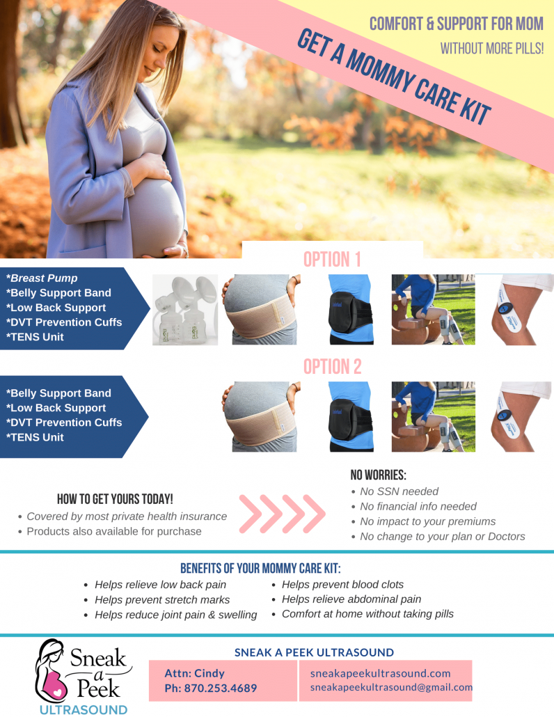 Comfort & Support for Mom Without More Pills! Get A Mommy Care Kit — Helps relieve low back pain, helps prevent stretch marks, helps reduce joint pain & swelling, helps prevent blood clots, helps relieve abdominal pain, comfort at home without taking pills.